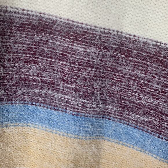 Be Cool women's small medium sweater pullover fuzzy stripe new cream neutral - Picture 6 of 10